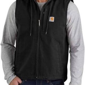 EUC Carhartt Men's Black Duck fleece lined Zip-Up Vest size M